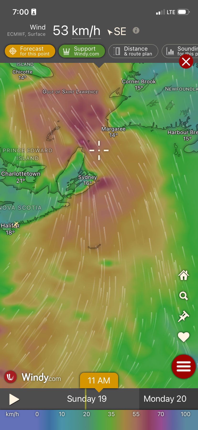 Weather forecast before the Newfoundland trip