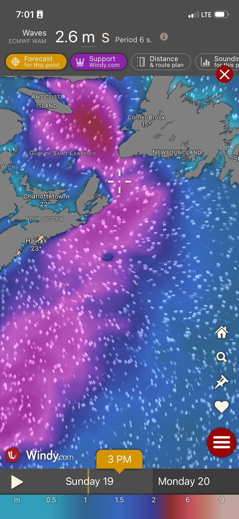 Marine weather forecast before the Newfoundland trip