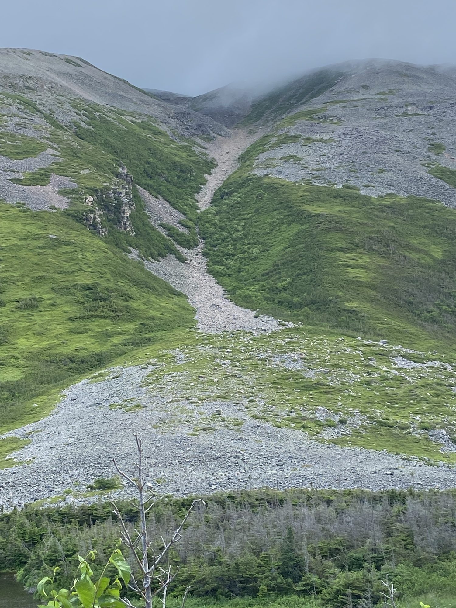 Steep rocky terrain on Gros Morne Mountain
